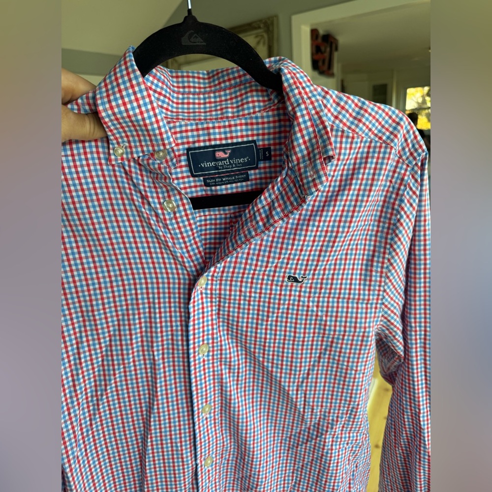 Vineyard Vines Red and Blue Plaid Shirt